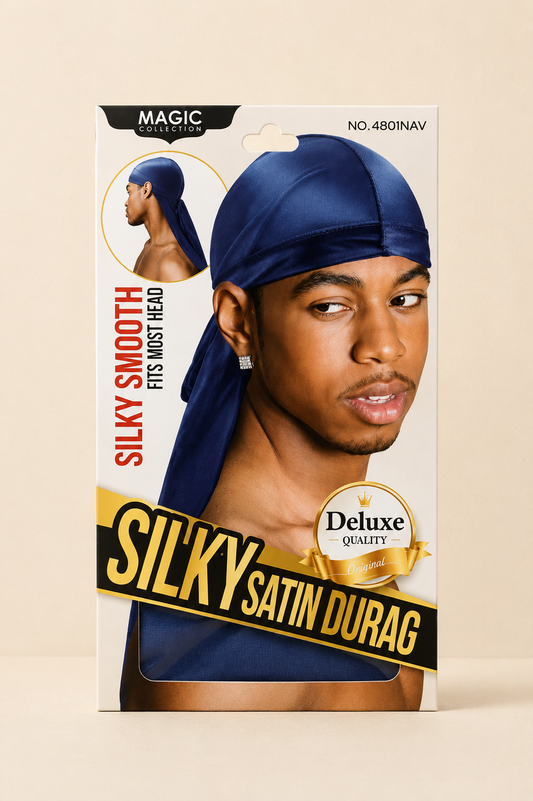 Magic Collection Deluxe Silky Satin Durag #4801 – Navy