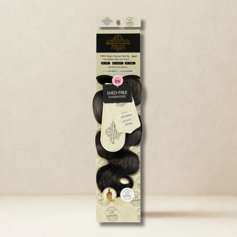 RUSH Brazillian glamour 100% Virgin Gold Human Hair Body Wave Weave 120 grams