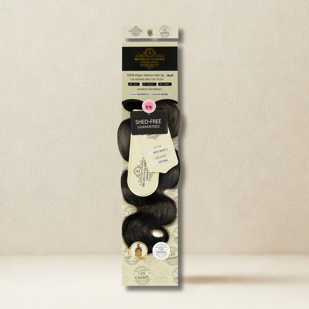 RUSH Brazillian glamour 100% Virgin Gold Human Hair Body Wave Weave 120 grams