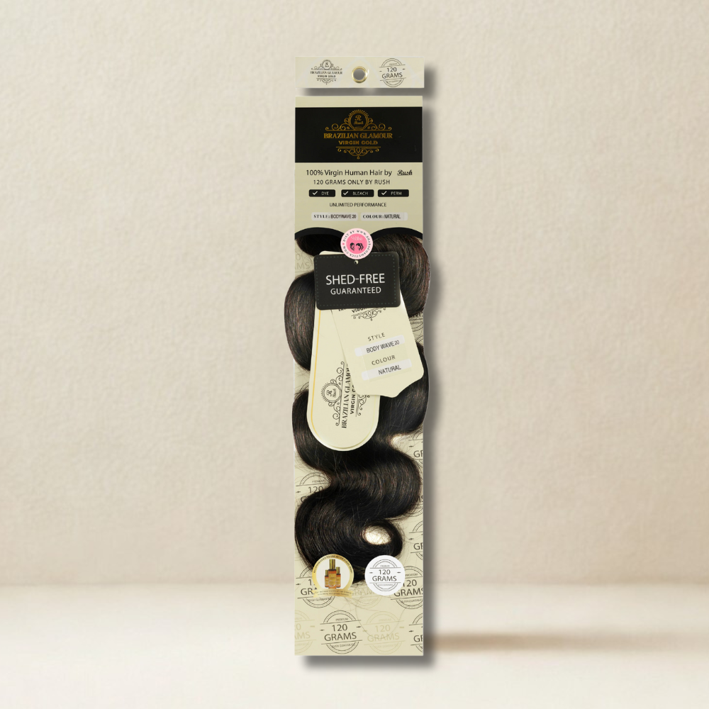 RUSH Brazillian glamour 100% Virgin Gold Human Hair Body Wave Weave 120 grams