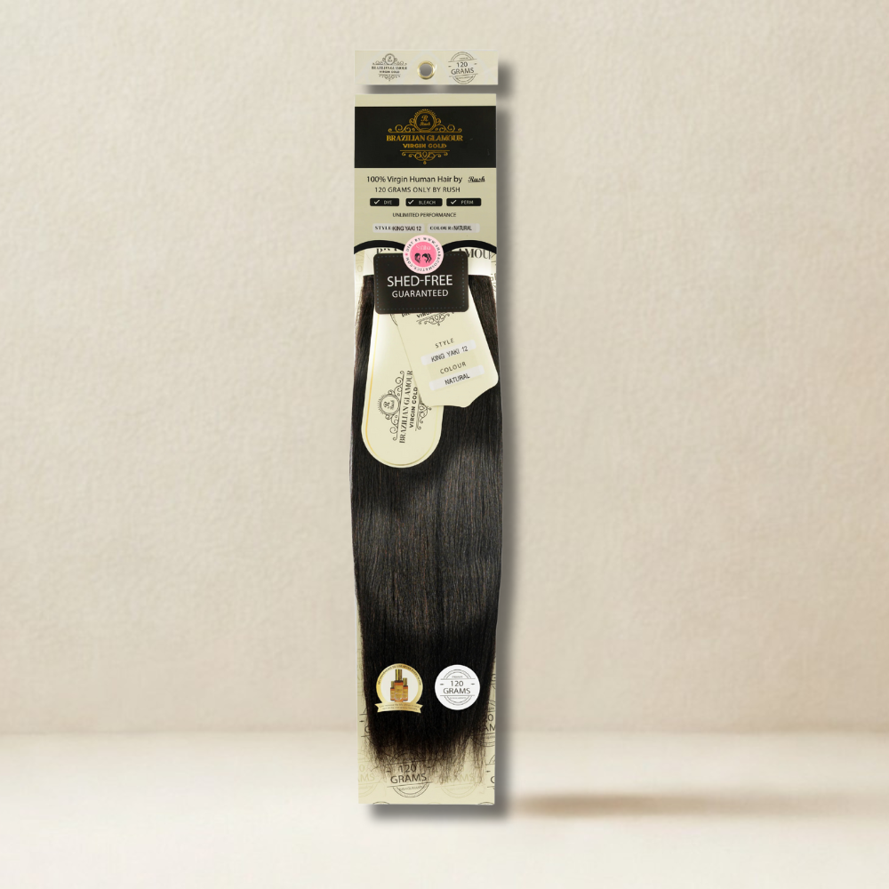 RUSH BRAZILIAN GLAMOUR 100% VIRGIN GOLD HUMAN HAIR KING YAKI WEAVE 120 grams