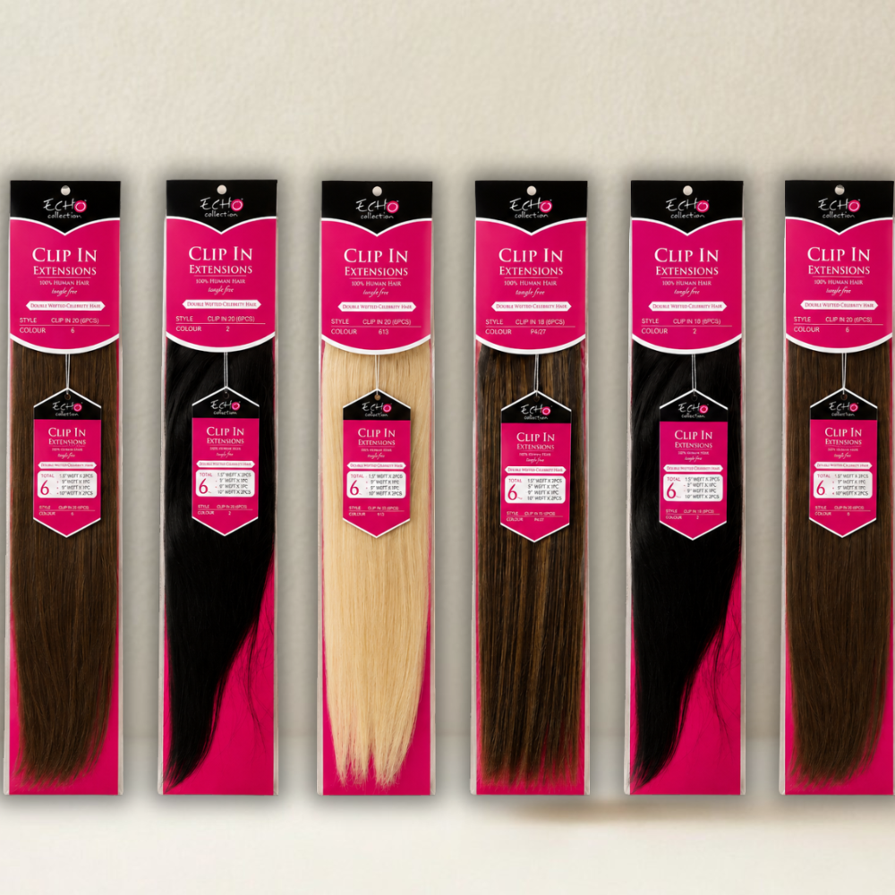 ECHO Human Hair Clip-In Extensions 20″ – 6 Pieces