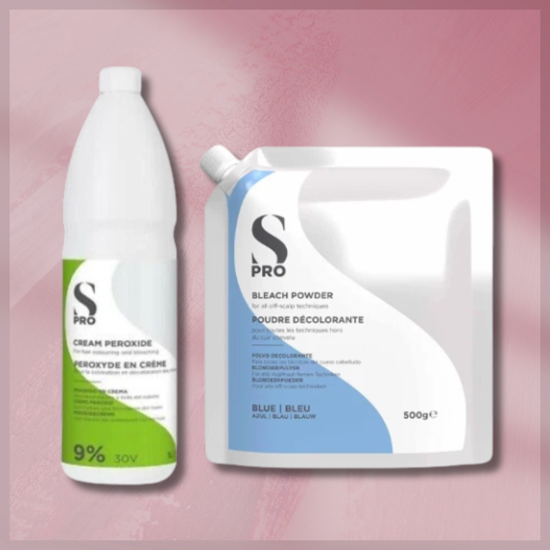 S-PRO 9% 30VOL Cream Peroxide + Blue Bleach Powder