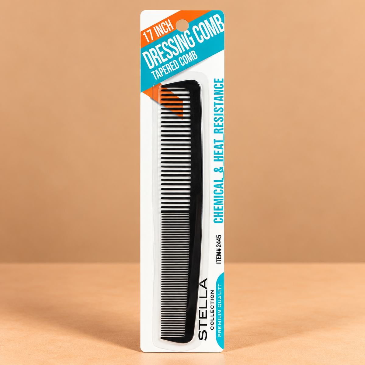 Stella Collection Dressing and Tapered Comb #2445, featuring a tapered comb design for everyday hair grooming and styling.