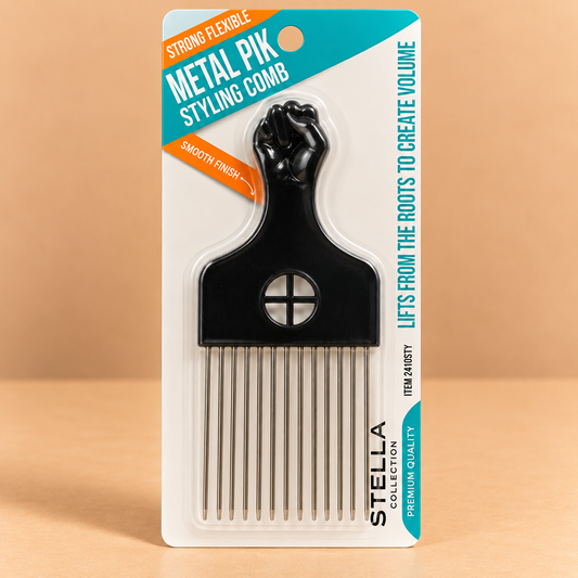 Stella Collection Metal Pik Styling Comb #2410 with metal teeth for lifting and styling hair.