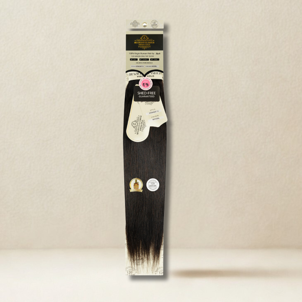 RUSH Brazillian glamour 100% Virgin Gold Human Hair Straight Weave 120 grams