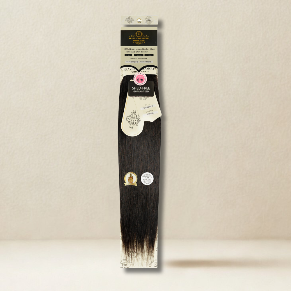 RUSH Brazillian glamour 100% Virgin Gold Human Hair Straight Weave 120 grams