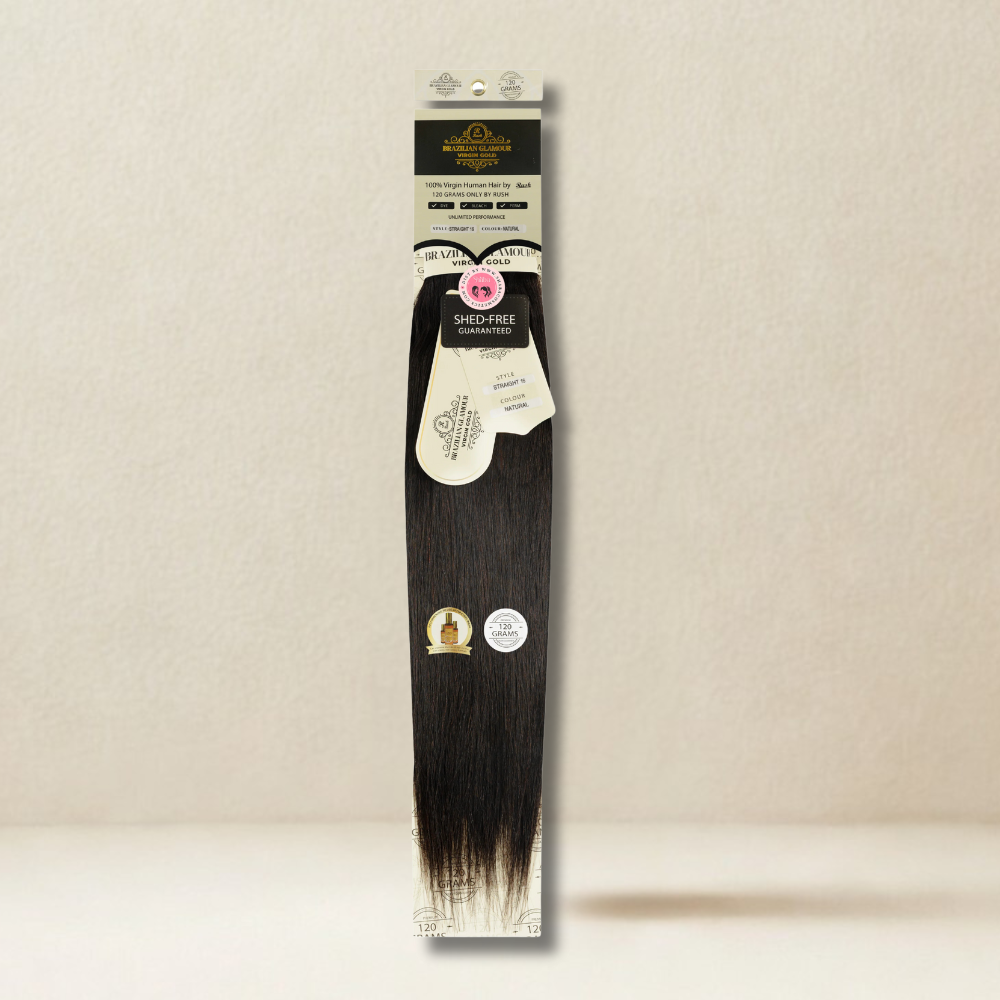 RUSH Brazillian glamour 100% Virgin Gold Human Hair Straight Weave 120 grams