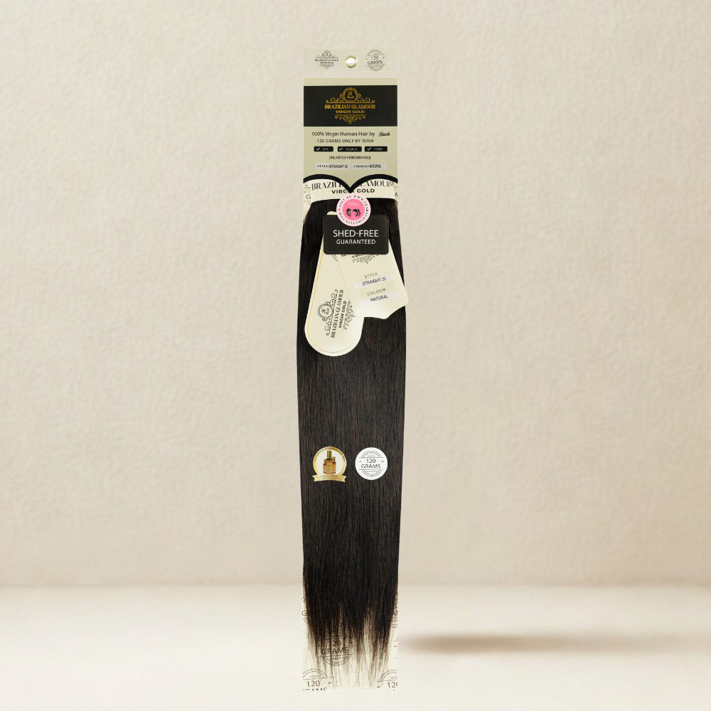 RUSH Brazillian glamour 100% Virgin Gold Human Hair Straight Weave 120 grams