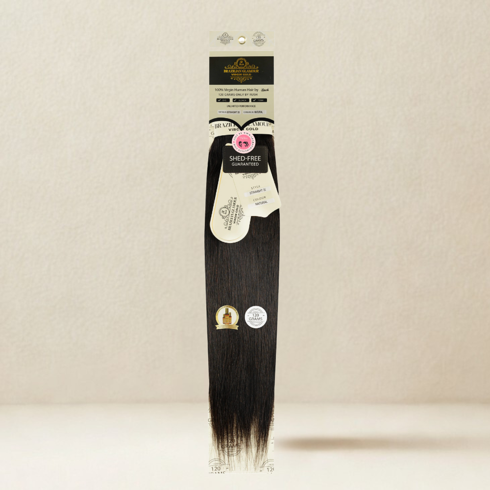 RUSH Brazillian glamour 100% Virgin Gold Human Hair Straight Weave 120 grams