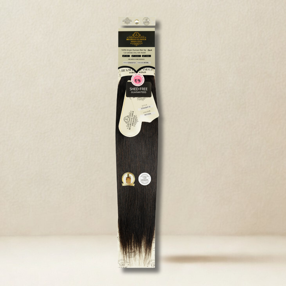 RUSH Brazillian glamour 100% Virgin Gold Human Hair Straight Weave 120 grams