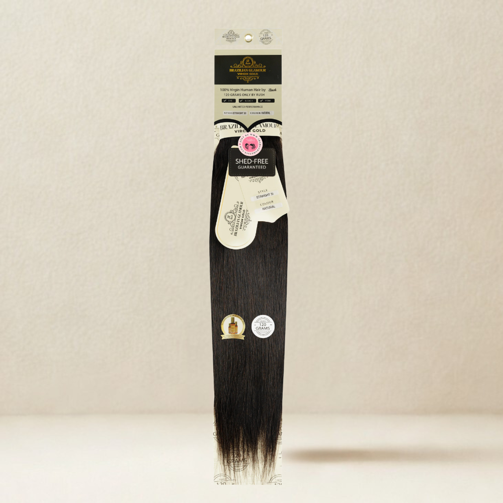 RUSH Brazillian glamour 100% Virgin Gold Human Hair Straight Weave 120 grams